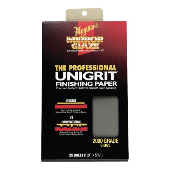 Meguiar's® Mirror Glaze® Unigrit® S2025 Finishing Paper, 9 in x 5-1/2 in, 2000 Grit