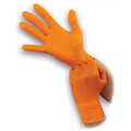 Super tough orange 8mil powder free nitrile disposable gloves with aggressive di