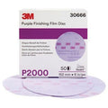 3M™ 30666 260L Series Abrasive Disc, 6 in Dia, P2000 Grit, Hook and Loop, Purple