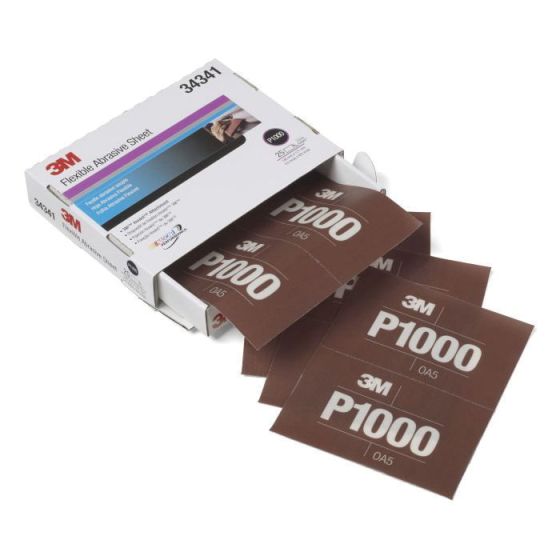 3M™ 34341 270J Series Abrasive Hand Sheet, 5-1/2 in W x 6.8 in L, P1000 Grit, Fine Grade, Brown, Wet/Dry