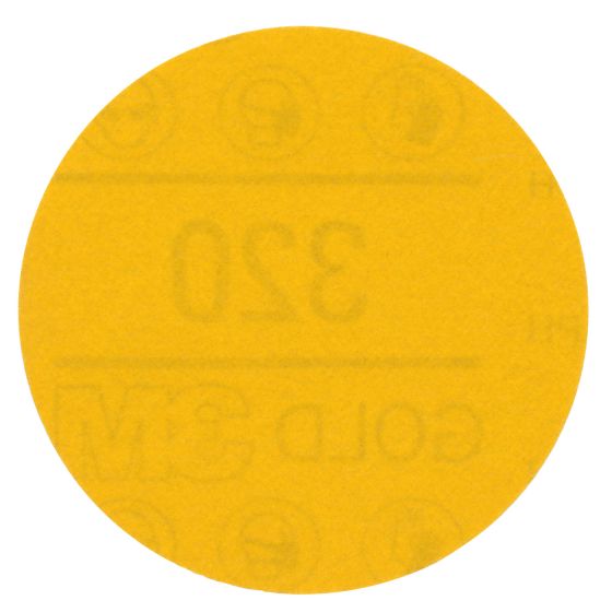 3M Hookit Gold Abrasive Disc 09216, 320, 3 in (75 mm), No Hole, 50 pcs/BX, 4 BX/