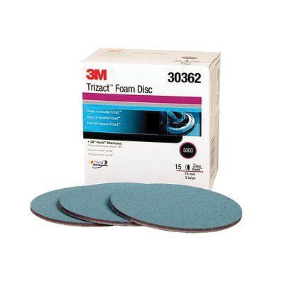 Trizact™ 30362 443SA Abrasive Disc, 3 in Dia, 5000 Grit, Foam Abrasive, Blue